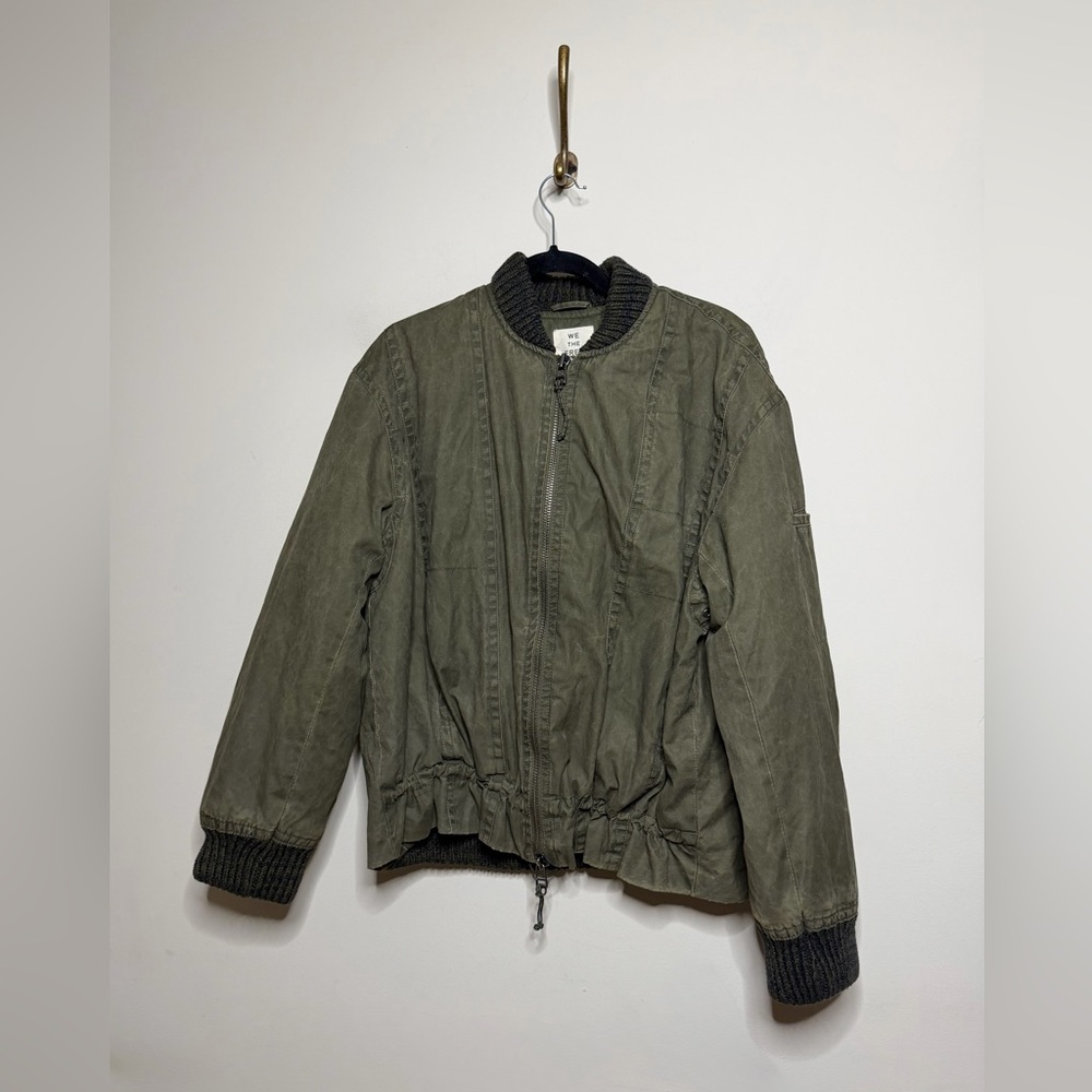 Free People We The Free Jax Washed Bomber in Olive - Picture 4 of 6